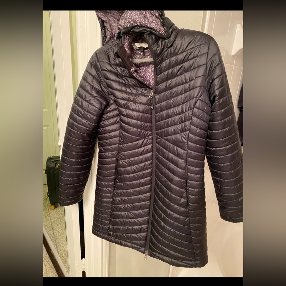 Rain jacket black long puffer